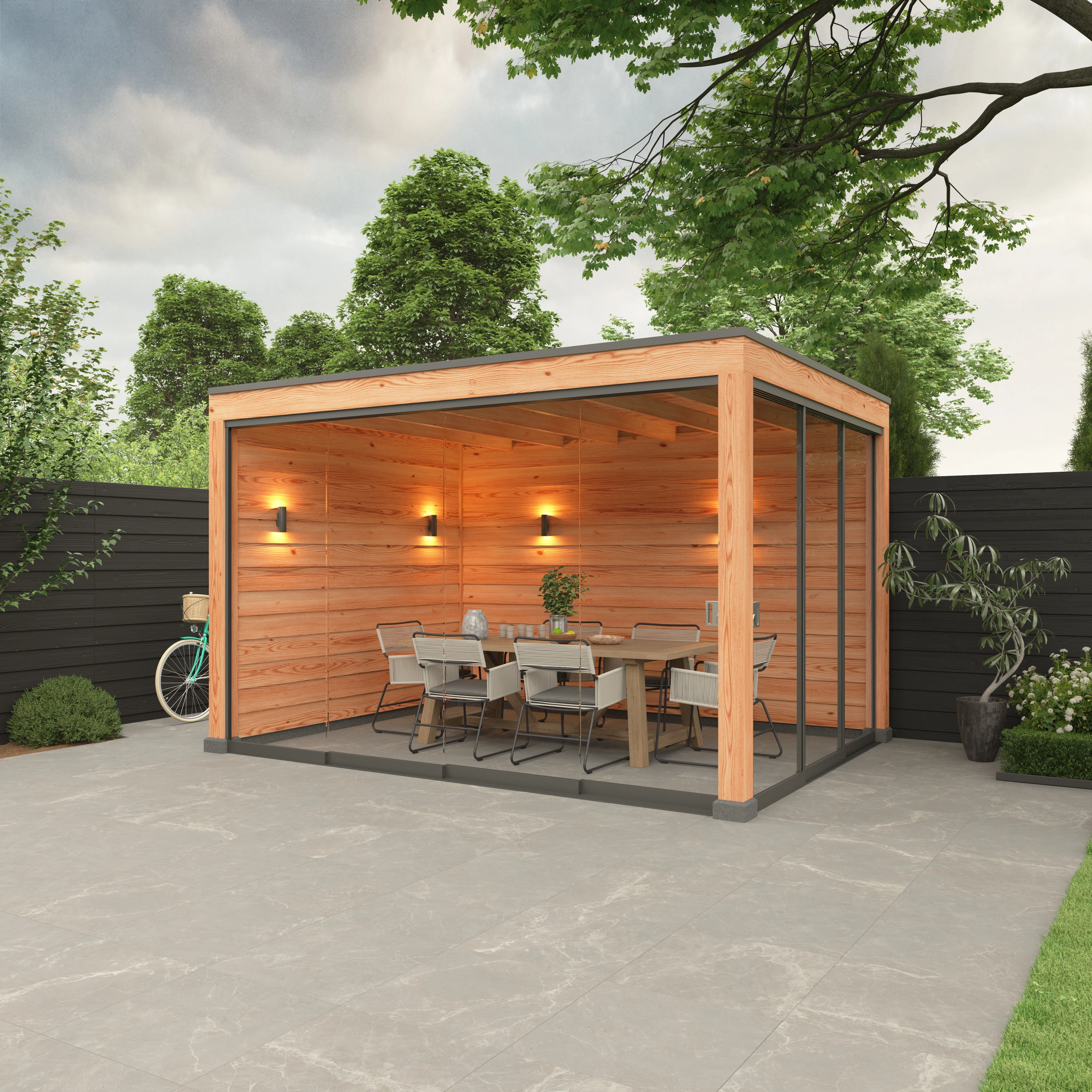 Douglas overkapping, 400 x 400, met achterwand en zijwand, Westwood Elegant - Afbeelding 3